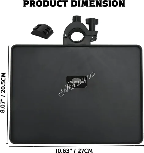 Vista 6 de Bandeja Universal para Micrófono, Soporte de Micrófono Ajustable con Abrazadera, Estante Utilitario con Bandeja para Partituras Musicales
