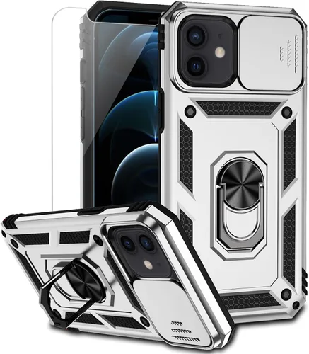 Vista 10 de Funda para iPhone 12 Mini con cubierta para lente de cámara, protector de pantalla HD, doble capa de protección contra caídas de grado militar