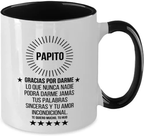 Vista 2 de Regalo para papá, padrino, padrastro, abuelo, día del padre, papito gracias por darme tu tiempo, tazas para hombres - Taza de tono negro