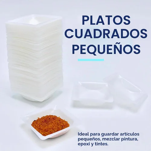 Vista 8 de Weigh Boats - Bandejas de plástico desechables pequeñas (0.2 fl oz, paquete de 125) para báscula, bandeja cuadrada antiestática, plato