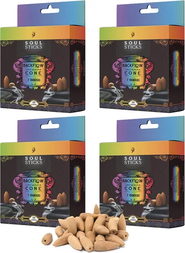 Vista 20 de Conos de incienso de reflujo – 40 conos orgánicos hechos a mano para quemador de cascada Paquete de 4 aromas aromáticos de larga duración Go Away