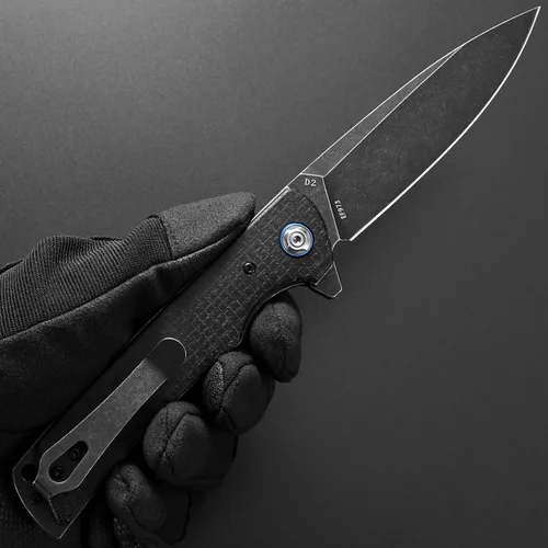 Vista 6 de Eafengrow EF973 Cuchillo plegable, hoja de acero D2, mango de micarta, carpeta de cuchillo de bolsillo para trabajo, camping, senderismo, EDC