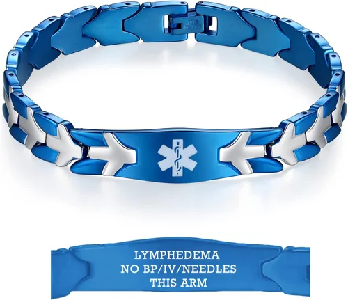 Vista 57 de LinnaLove Pulseras de alerta médica de pez volador para hombres y mujeres, pulseras médicas de acero inoxidable con grabado gratis, 8.5 pulgadas