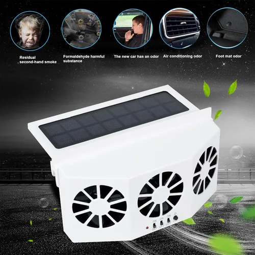 Vista 7 de Unifizz Ventilador de ventana delgada solar Ventilador de escape de coche con tres ventiladores 1.5W ABS blanco