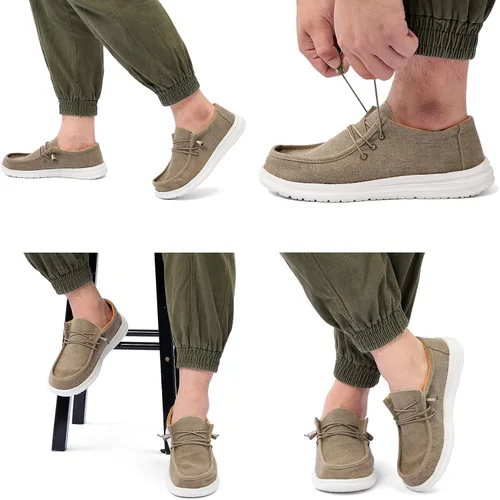 Vista 2 de Mocasines casuales para hombre zapatos de barco para hombre zapatos de lona ligeros suela suave cómodos zapatos para caminar