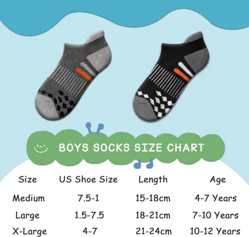 Vista 5 de Comfoex 10 pares de calcetines de tobillo atléticos para niños grandes y pequeños calcetines de algodón medio acolchados