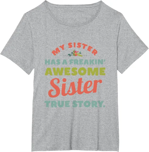 Vista 68 de Camiseta My Sister Has A Freakin Awesome Sister True Story, Negro, S
