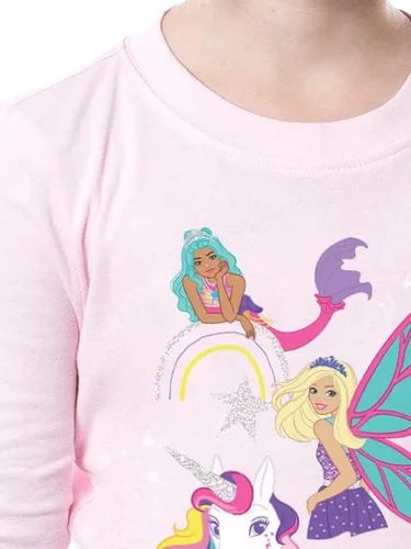 Vista 2 de INTIMO Barbie - Conjunto de pijama de 2 piezas con diseño de unicornio de sirena mágica para niñas