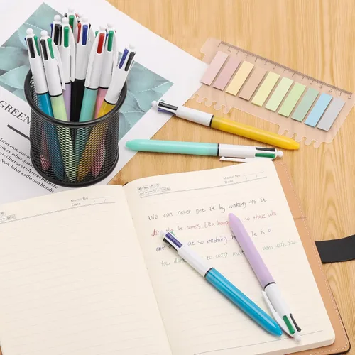 Vista 7 de 14 bolígrafos multicolor 4 en 1, punta media de 0.039 pulgadas, retráctil de color para diario y profesores, estudiantes, regalo para niños