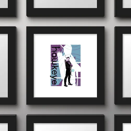 Vista 3 de Trends International Gallery Pops Marvel Hawkeye - Póster gráfico de pared de Hawkeye Bullseye, 12 x 12 pulgadas, versión enmarcada en negro Versión