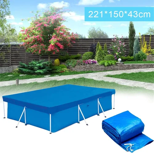 Vista 7 de Cubierta rectangular de piscina para (8.5 x 5.5 pies/9.8 x 6.5 pies/13 x 6.9 pies), rectangular, duradera, a prueba de polvo, a prueba de lluvia