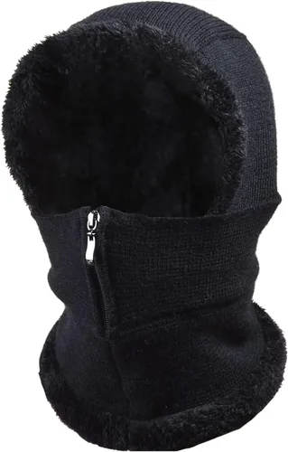 Vista 6 de QUEBEAR Pasamontañas para hombre y mujer con capucha de forro polar para ciclismo esquí máscara de invierno