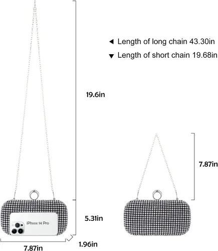 Vista 5 de Evevictor Bolso de mano de noche para mujer, bolso de noche brillante para cóctel, graduación, fiesta, bolso de noche pequeño de cristal para boda