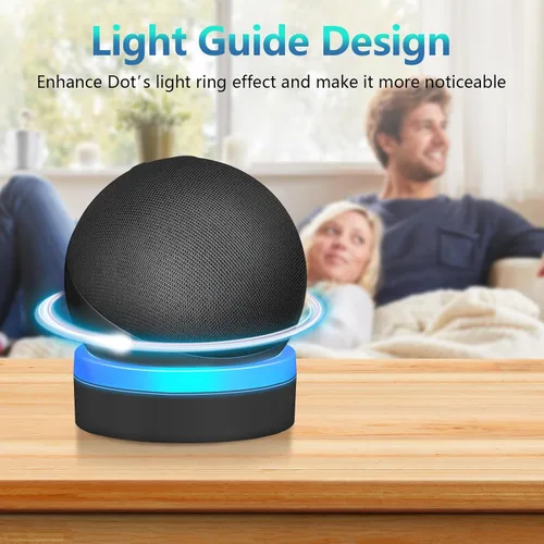 Vista 3 de Soporte para Echo Dot 4ª/5ª generación, soporte de mesa con guía de luz, efecto de luz mejorado, accesorios Dot 4/5 que ahorran espacio con gestión