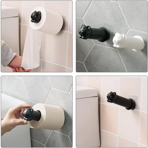 Vista 3 de EXCEART Soporte de papel higiénico montado en la pared, elegante organizador de toallas para baño, acabado de diseño de ahorro fácil de instalar,
