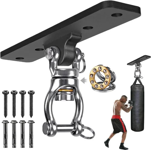 Vista 10 de Kipika Colgador de pared para bolsa pesada, soporte giratorio para bolsa de boxeo resistente para gimnasio en casa, longitud ajustable para bolsa