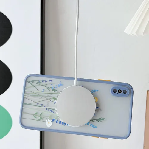 Vista 2 de Skyseaco Funda para iPhone X/iPhone Xs compatible con MagSafe para policarbonato transparente esmerilado, protector de espalda de flores a prueba