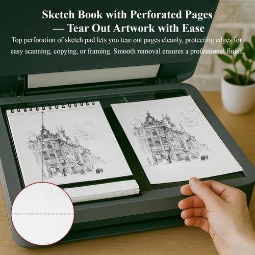 Vista 5 de Ankkol Cuaderno de bocetos con espiral 5x7, pequeño bloc de dibujo con tapa dura - 100 hojas, papel para bloc de dibujo mini de 68 lb/100 g/m²