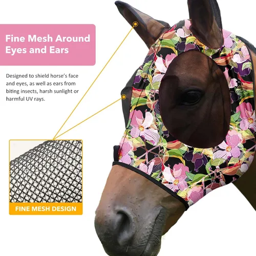 Vista 2 de Harrison Howard Máscara elástica súper cómoda para moscas con gran espacio para los ojos con protección UV, suave para la piel con transpirabilidad