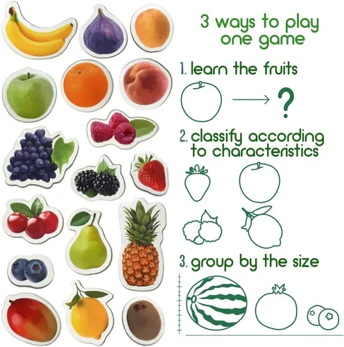 Vista 6 de FOTO FRUTAS Y BAYAS - imanes para la cocina - imanes grandes reales para nevera para niños pequeños - juguetes magnéticos educativos para bebés de 3