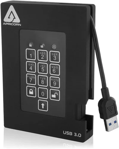 Vista 6 de Apricorn 256GB Aegis Fortress FIPS 140-2 Nivel 2 Validado 256-Bit Encriptado USB 3 SSD externo (A25-3PL256-S256F)
