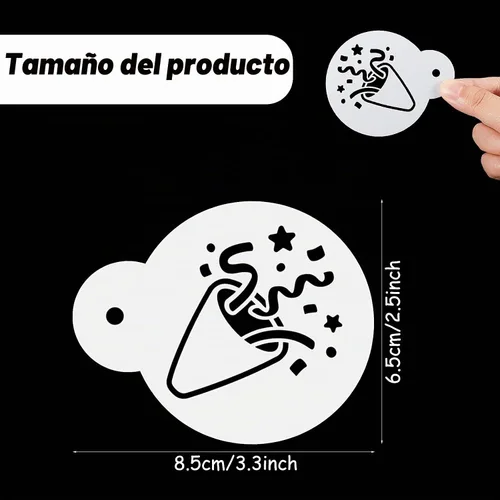 Vista 2 de 20 piezas de plantillas de galletas para cumpleaños, plantillas de galletas para decorar para cumpleaños, moldes reutilizables para pastel de café