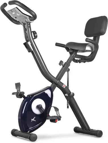 Vista 8 de leikefitness LEIKE X Bicicleta plegable ultra silenciosa, bicicleta vertical magnética con monitor de frecuencia cardíaca, monitor LCD y fácil