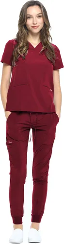 Vista 10 de Dagacci Medical Uniform® Women's V-Neck Jogger Scrubs Negro