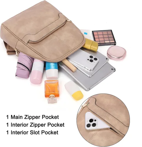 Vista 4 de CLUCI Mochila para mujer, mochila de viaje, de cuero, convertible, de diseño, bolsas de hombro