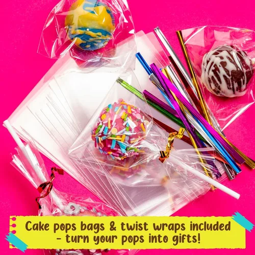 Vista 4 de GirlZone Kit de Cake Pop Craze, juego de hornear para niños de 10 a 12 años con molde para tartas, soporte, bolsas de regalo y bolígrafo decorativo