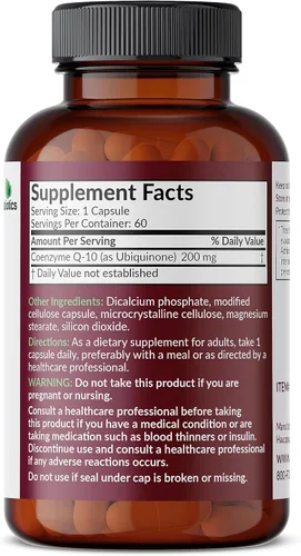 Vista 2 de Futurebiotics CoQ10 200 MG de producción de energía celular, 60 cápsulas vegetarianas