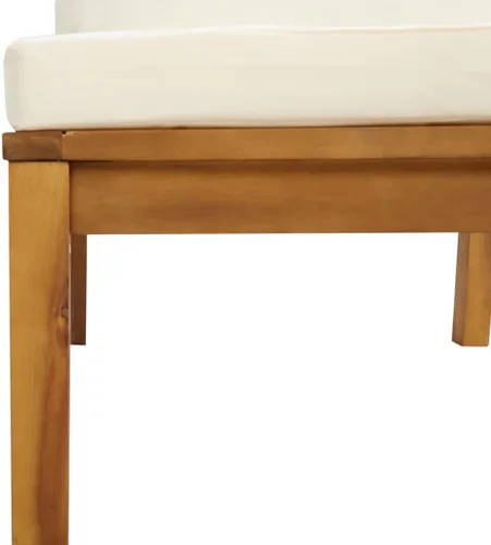 Vista 5 de Garden Lounge Set Cream Brown, 2-Seater Patio Sofa with Cushions, Acacia Wood Outdoor Furniture for Garden, Patio, Balcony, Weather-Resistant Modern