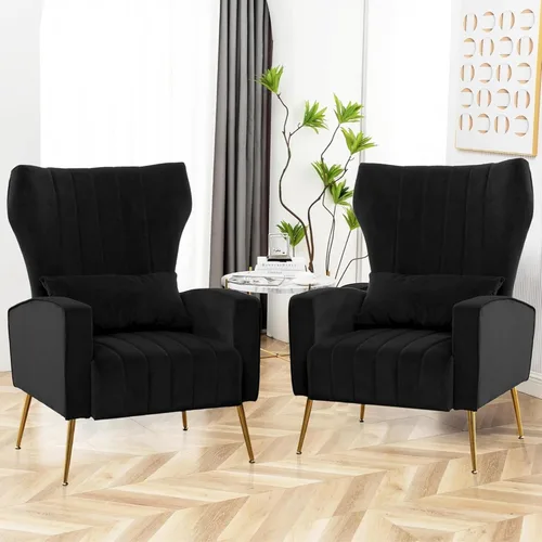Vista 15 de Silla de Acento Moderna Tapizada para Sala de Estar, Silla con Brazo de Respaldo Alto con Patas de Metal Silla de Lectura Lumbar para Dormitorio