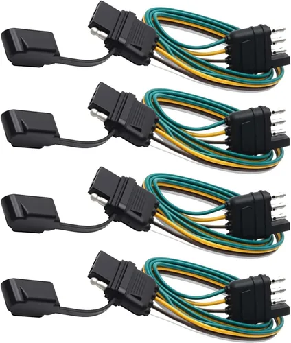 Vista 10 de NEWSUN® 10 pies 3 m de largo Arnés de cableado de remolque extensible premium 4 vías planas Conector de cableado de cobre chapado en plata de 4 10ft