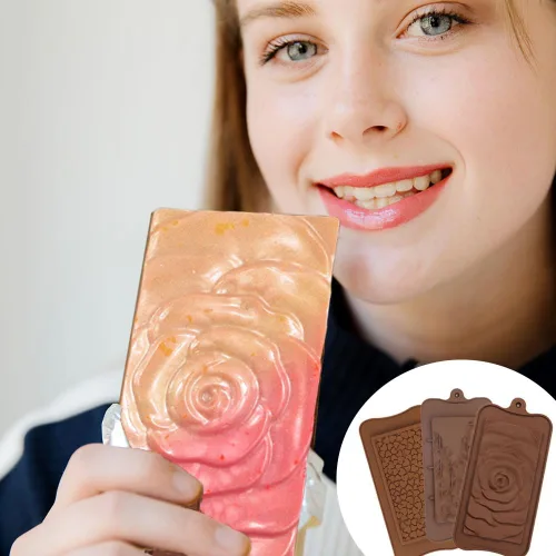Vista 5 de 6 moldes de silicona para chocolate, moldes de barra de caramelo, moldes de barra de chocolate de silicona antiadherente de grado alimenticio