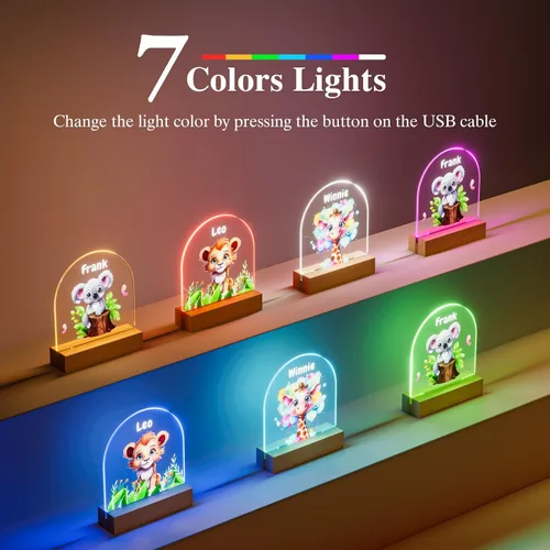Vista 6 de Luz nocturna personalizada, luz nocturna acrílica Koala, regalos personalizados para niños, nombre personalizado, brillo ajustable, alimentación