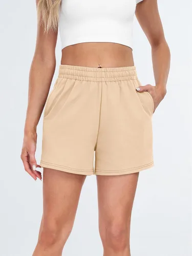 Vista 71 de AUTOMET Pantalones cortos deportivos para mujer, estilo casual, con cordón, cómodos, elásticos, de cintura alta, con bolsillos