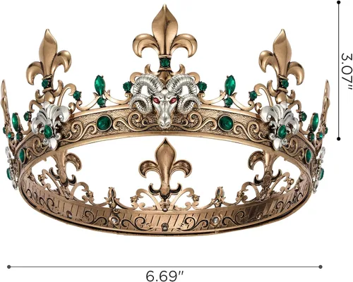Vista 7 de SWEETV Corona de rey tótem de animal para hombres y mujeres, tiara de metal, accesorios para el cabello para caballero, bruja, gótico, Halloween