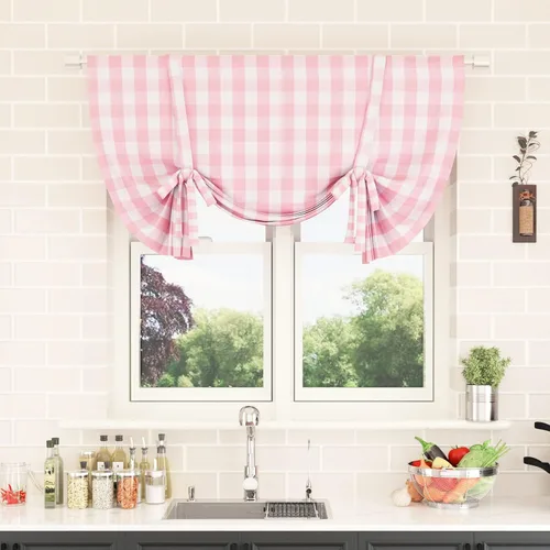 Vista 161 de Cenefas de cortina para ventana de 16 pulgadas de largo, 2 paneles de cuadros búfalo, cortinas pequeñas con bolsillo para barra, estilo clásico