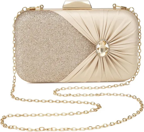 Vista 5 de Covelin Bolso de mano plisado de moda para mujer con bolso de noche de diamantes