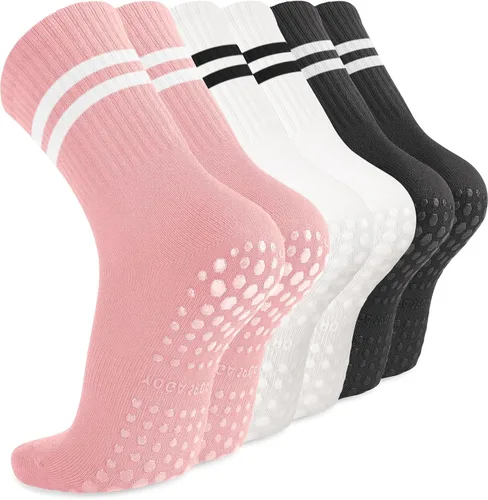 Vista 13 de Diu Life Paquete de 3 Calcetines de Pilates Yoga con Agarres para Mujeres, Antideslizantes, Entrenamiento, Pure Barre, Ballet, Danza, Calcetines