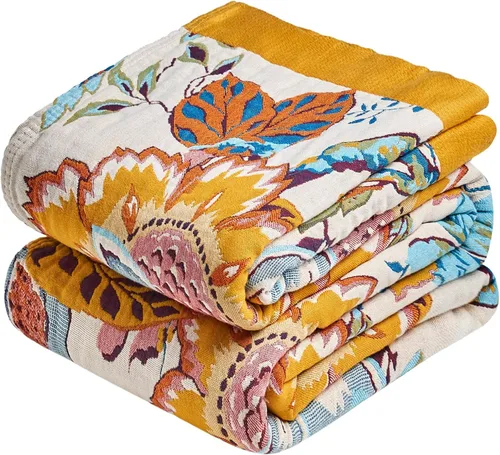 Vista 27 de Manta Bohemia – Manta suave 100% algodón para cama, 60"x80", reversible, transpirable, ligera, para otoño, todas las estaciones, decoración de casa
