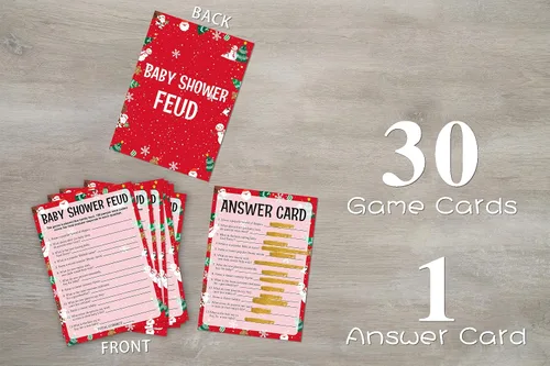 Vista 3 de Tarjetas de juego para baby shower, juego de peleas de baby shower, tarjetas de fiesta de Navidad para adultos neutros de género, juego de 30