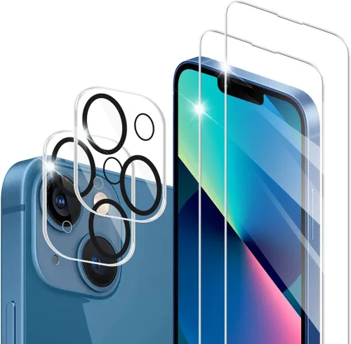 Vista 10 de BIGFACE Protector de pantalla compatible con iPhone 15 Pro + protectores de lente de cámara, [2 + 2 unidades] de vidrio templado transparente HD