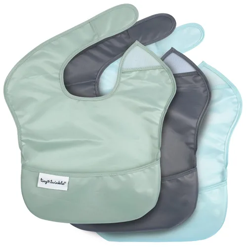 Vista 21 de Tiny Twinkle Baberos Antiderrame para Comer para Bebé Baberos Impermeables y Limpiables para Niños Pequeños con Bolsillo de Recolección Baberos