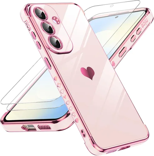 Vista 26 de LeYi Funda para Motorola-G 2025: Love Heart Plating Luxury, Negro