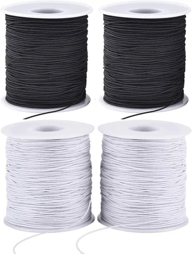 Vista 9 de Cuerda elástica para pulseras, 2 rollos de 1 mm de cuerda elástica resistente para hacer joyas, collares, encordado (negro)