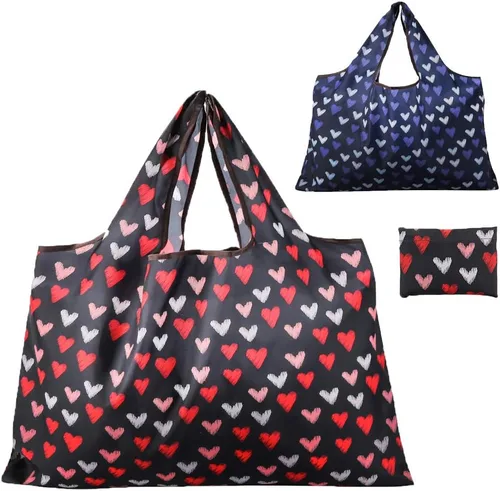 Vista 8 de Gophra - Bolsa de comestibles reutilizable, paquete de 2 unidades, grande, lavable, plegable, respetuosa con el medio ambiente, de nailon