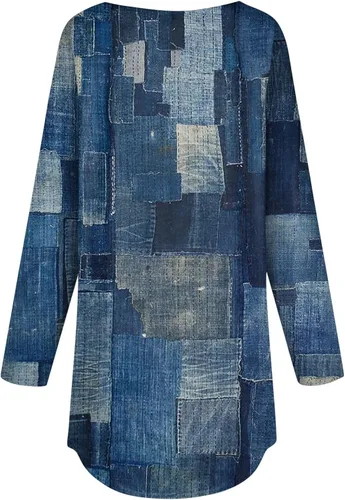 Vista 4 de Camisetas tipo túnica para mujer, manga larga, para llevar con leggings, sudaderas casuales, tallas grandes, camisas gráficas bohemias