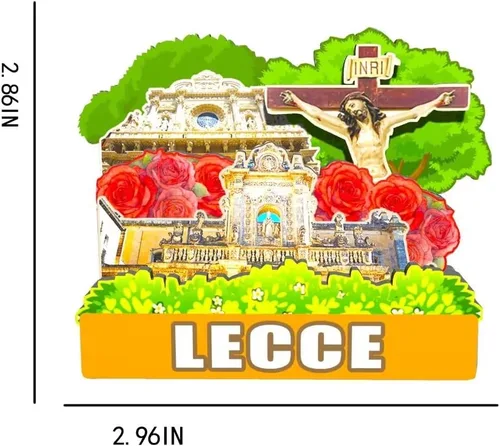 Vista 3 de Imán de Italia Lecce para nevera de madera 3D, monumentos de viaje, coleccionables, recuerdos, decoración hecha a mano -137